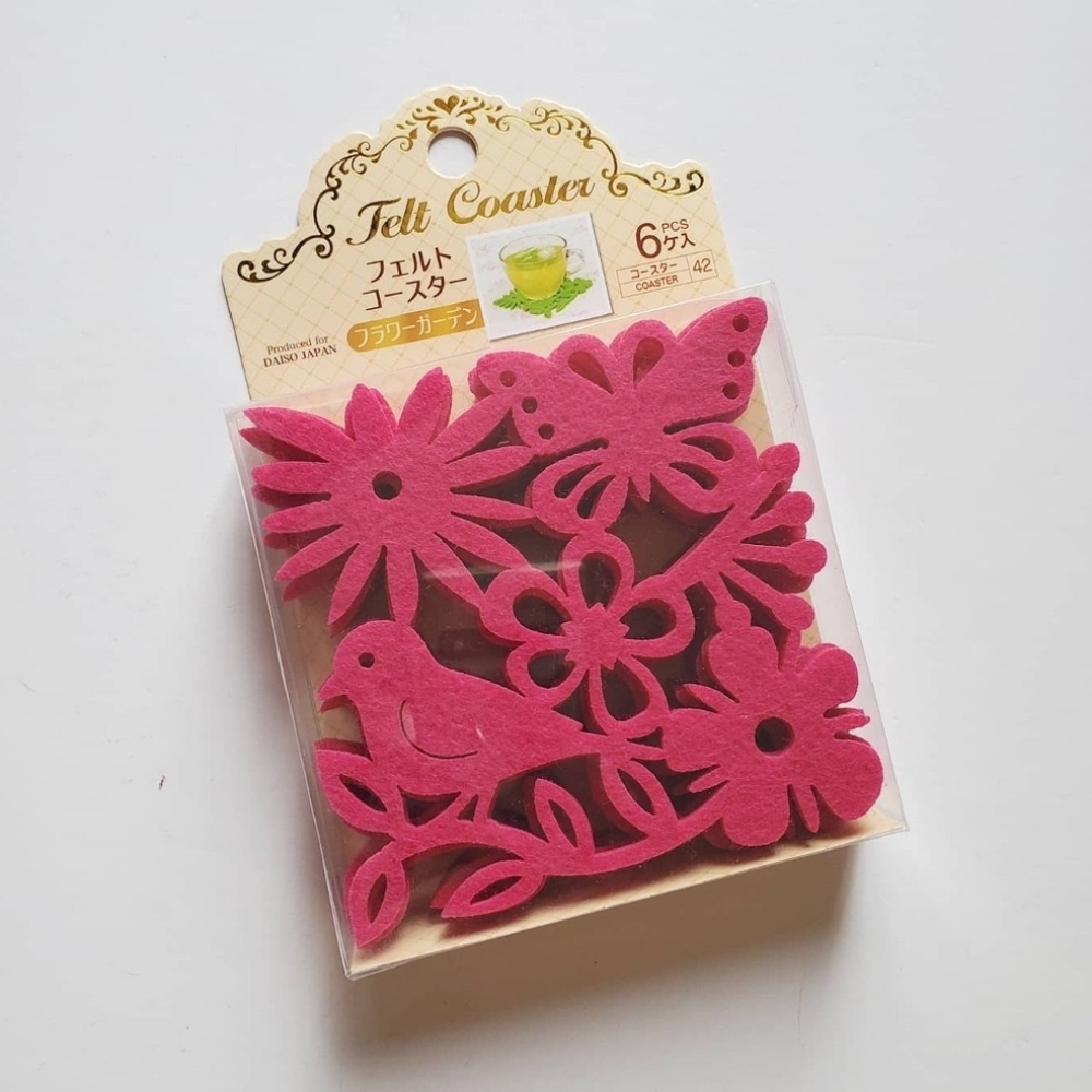 6 Packs of 6 Magenta Felt Coasters by Daiso Japan